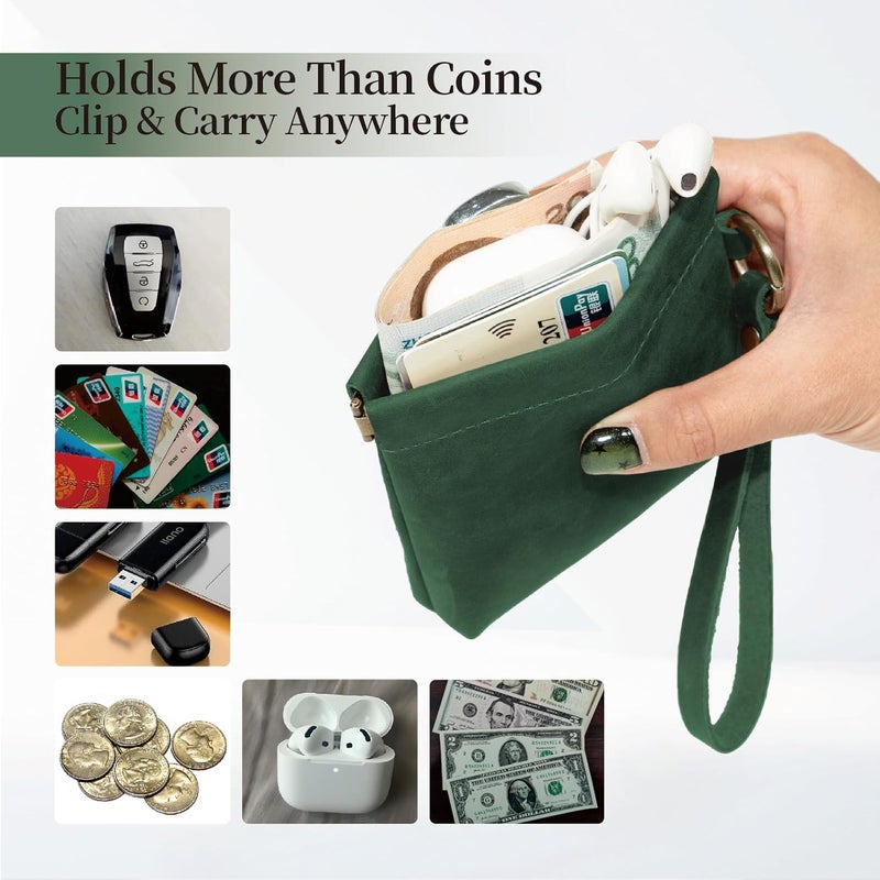 Aesthestyle Leather Coin Purse with Wristlet, Coin Pouch with Dual Interlayer, Card and Change Organizer, Change Purse no Zipper, Squeeze Coin Wallet, Handmade Genuine Leather Pouch For Men/Women - Image 3